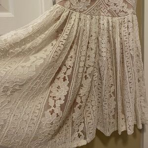 White lace with nude lining A line dress